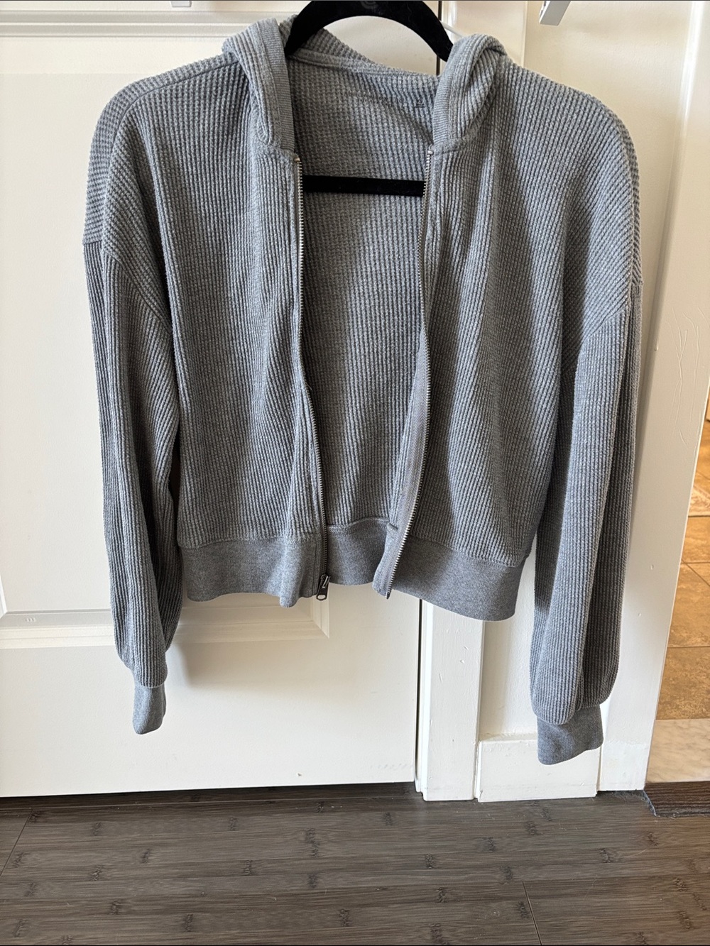 Abercrombie & Fitch Gray waffle knit Zip Hoodie zip up